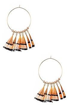 ROUND MULTI FEATHER LINKED EARRING