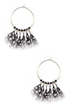 ROUND MULTI FEATHER LINKED EARRING