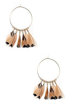 ROUND MULTI FEATHER LINKED EARRING