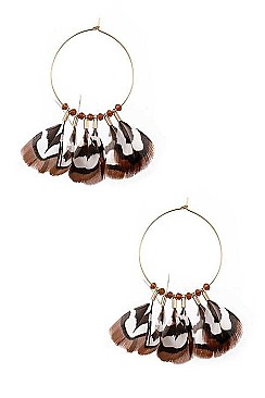 ROUND MULTI FEATHER LINKED EARRING