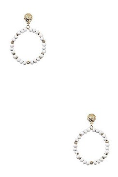 ROUND WOOD BEAD DANGLE EARRING