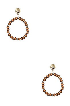 ROUND WOOD BEAD DANGLE EARRING
