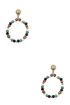 ROUND WOOD BEAD DANGLE EARRING