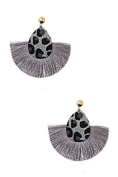 TASSEL FAN ANIMAL PRINT EARRING