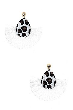 TASSEL FAN ANIMAL PRINT EARRING