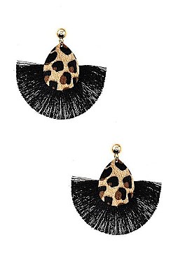 TASSEL FAN ANIMAL PRINT EARRING