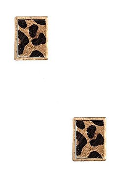 RECTANGULAR ANIMAL PRINT POST EARRING