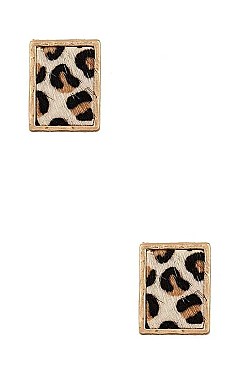 RECTANGULAR ANIMAL PRINT POST EARRING