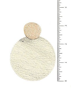 ROUND METALLIC DISK DROP EARRING
