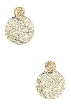 ROUND METALLIC DISK DROP EARRING