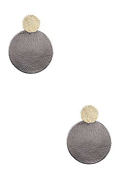 ROUND METALLIC DISK DROP EARRING