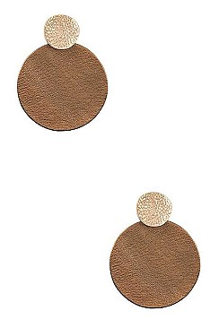ROUND METALLIC DISK DROP EARRING