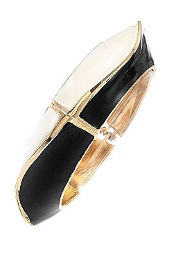 TWO TONE WAVE HINGE BANGLE BRACELET