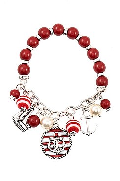 ASSORTED ANCHOR CHARMS & BEADS BRACELET