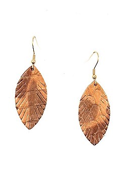 AUTHENTIC LEATHER CUT LEAF EARRING