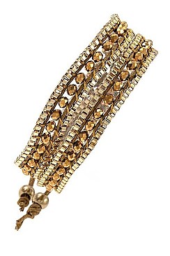 SYMMETRICAL CHAIN WRAPPED BEADS BRACELET