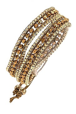 SYMMETRICAL CHAIN WRAPPED BEADS BRACELET