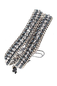 SYMMETRICAL CHAIN WRAPPED BEADS BRACELET