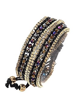 SYMMETRICAL CHAIN WRAPPED BEADS BRACELET