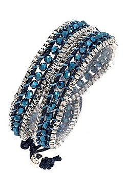 SYMMETRICAL CHAIN WRAPPED BEADS BRACELET