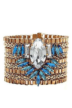 CRYSTAL ORNATE BOX CHAIN STRETCH BRACELET