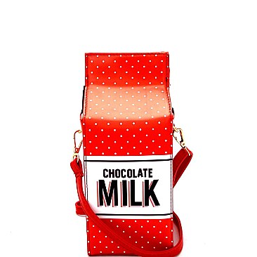 A038-LP Unique Polka-Dot Milk Carton Figure Cross Body