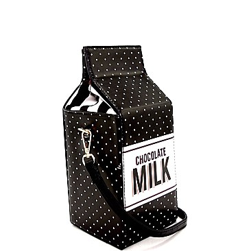 A038-LP Unique Polka-Dot Milk Carton Figure Cross Body