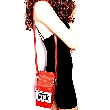 A038-LP Unique Polka-Dot Milk Carton Figure Cross Body