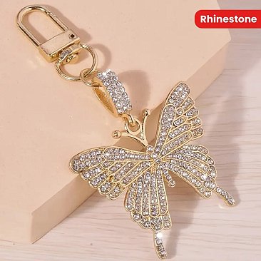 Rhinestone Butterfly Keychain Metal Bag Pendant