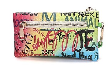Graffiti Tasseled Clutch Wallet