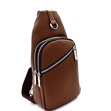 Unisex Multi-Pocket Asymmetrical Zipper Cross Body Sling Bag MH-A11-1072