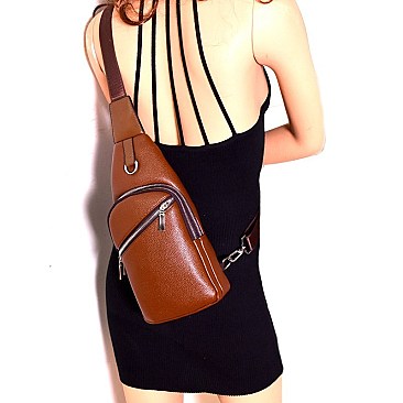 Unisex Multi-Pocket Asymmetrical Zipper Cross Body Sling Bag MH-A11-1072