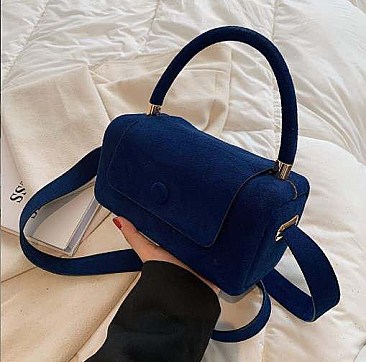 Fancy Felt-suede Boxy Satchel -Crossbody