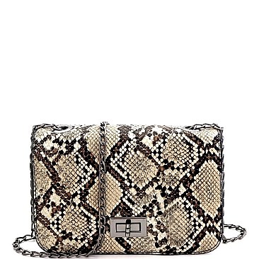 TURN-LOCK ACCENT SNAKE CROSS BODY