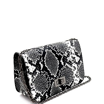 TURN-LOCK ACCENT SNAKE CROSS BODY