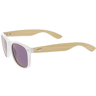 Pack of 12 Tinted Wood Frame Sunglasses