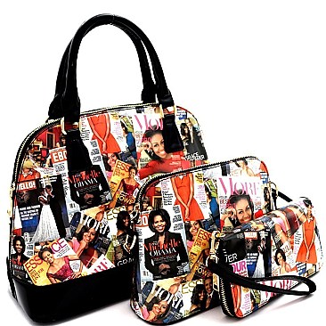 MICHELLE OBAMA MAGAZINE HANDBAGS, 3 in 1 Satchel Wallet