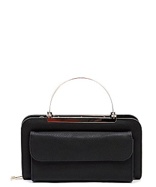 Round Top Handle Crossbody Clutch Wallet