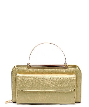 Round Top Handle Crossbody Clutch Wallet