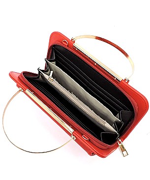 Round Top Handle Crossbody Clutch Wallet