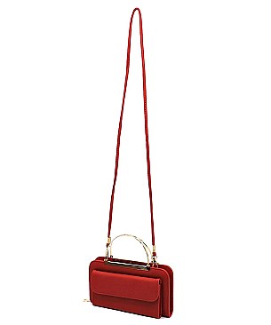 Round Top Handle Crossbody Clutch Wallet