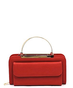 Round Top Handle Crossbody Clutch Wallet