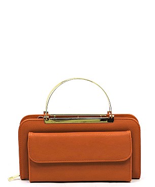 Round Top Handle Crossbody Clutch Wallet