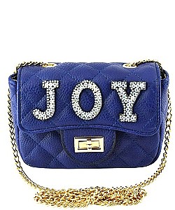 SOFT Quited Crystal "JOY" Stoned CROSS BODY BAG