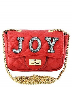 SOFT Quited Crystal "JOY" Stoned CROSS BODY BAG