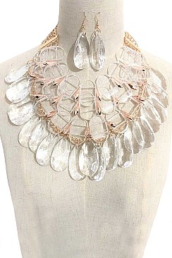 Iconic Resin Layer Bib Necklace Set