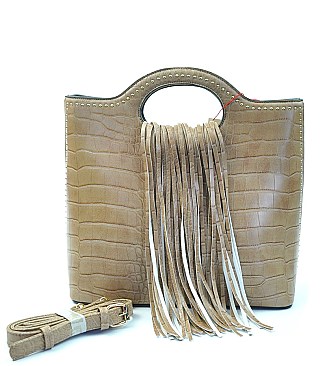 ALLIGATOR FRINGE SATCHEL
