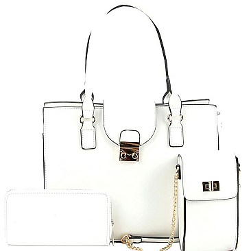 Pinch-Lock Leatherette 3-Piece Satchel Set