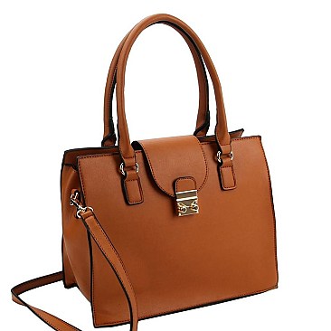 Pinch-Lock Leatherette 3-Piece Satchel Set