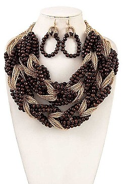 BEEFY PEARL CHAIN STATEMENT NECKLACE SET